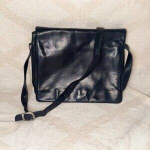 Bloomingdale's Black Leather Messenger Bag
